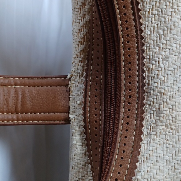 Chaps Rafia & Faux Leather Shoulder Bag - Picture 13 of 16